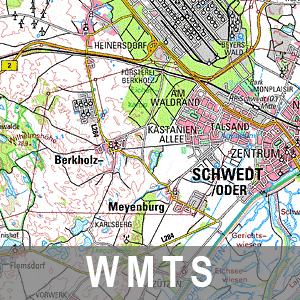 WMTS Digitale Topographische Karte 1 : 100 000 Farbe Brandenburg mit Berlin